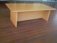 Rectangle Shape Polished Timber Veneer Coffee Table. H Base. 1200 X 600